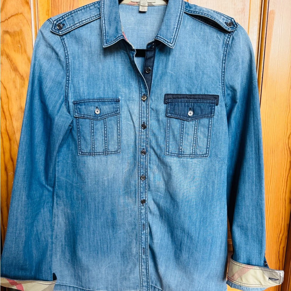 Burberry Blue Denim Button Down Shirt